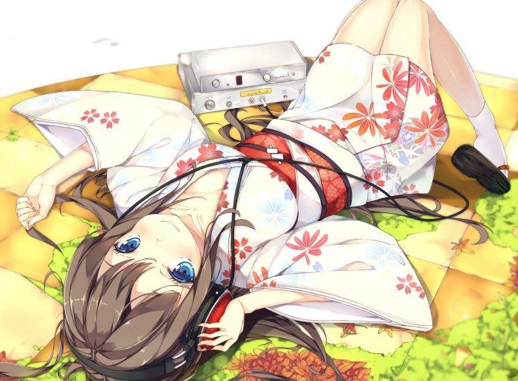 anime Girls, Headphones, Kimono HD Wallpaper Desktop Background