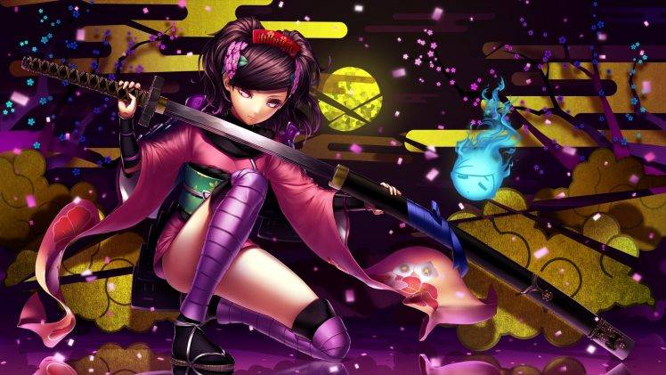 katana, Sword, Anime Girls, Muramasa HD Wallpaper Desktop Background