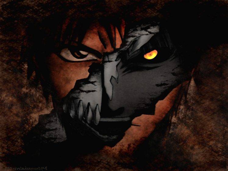 anime, Kurosaki Ichigo, Mask, Bleach, Grunge, Hollow HD Wallpaper Desktop Background