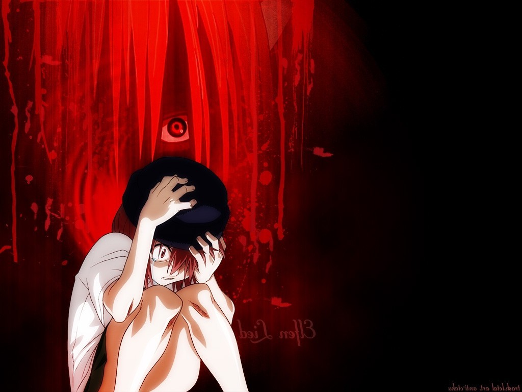 Elfen Lied, Anime, Anime Girls, Pink Hair, Red Eyes, Lucy, Nyu, Blood Wallpapers HD / Desktop