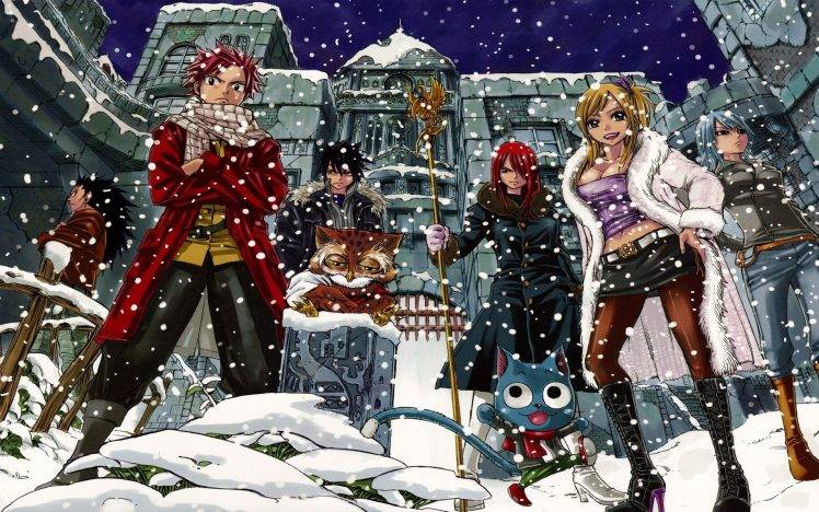 Fairy Tail, Lockser Juvia, Heartfilia Lucy, Scarlet Erza, Fullbuster Gray, Dragneel Natsu, Gajeel Redfox HD Wallpaper Desktop Background