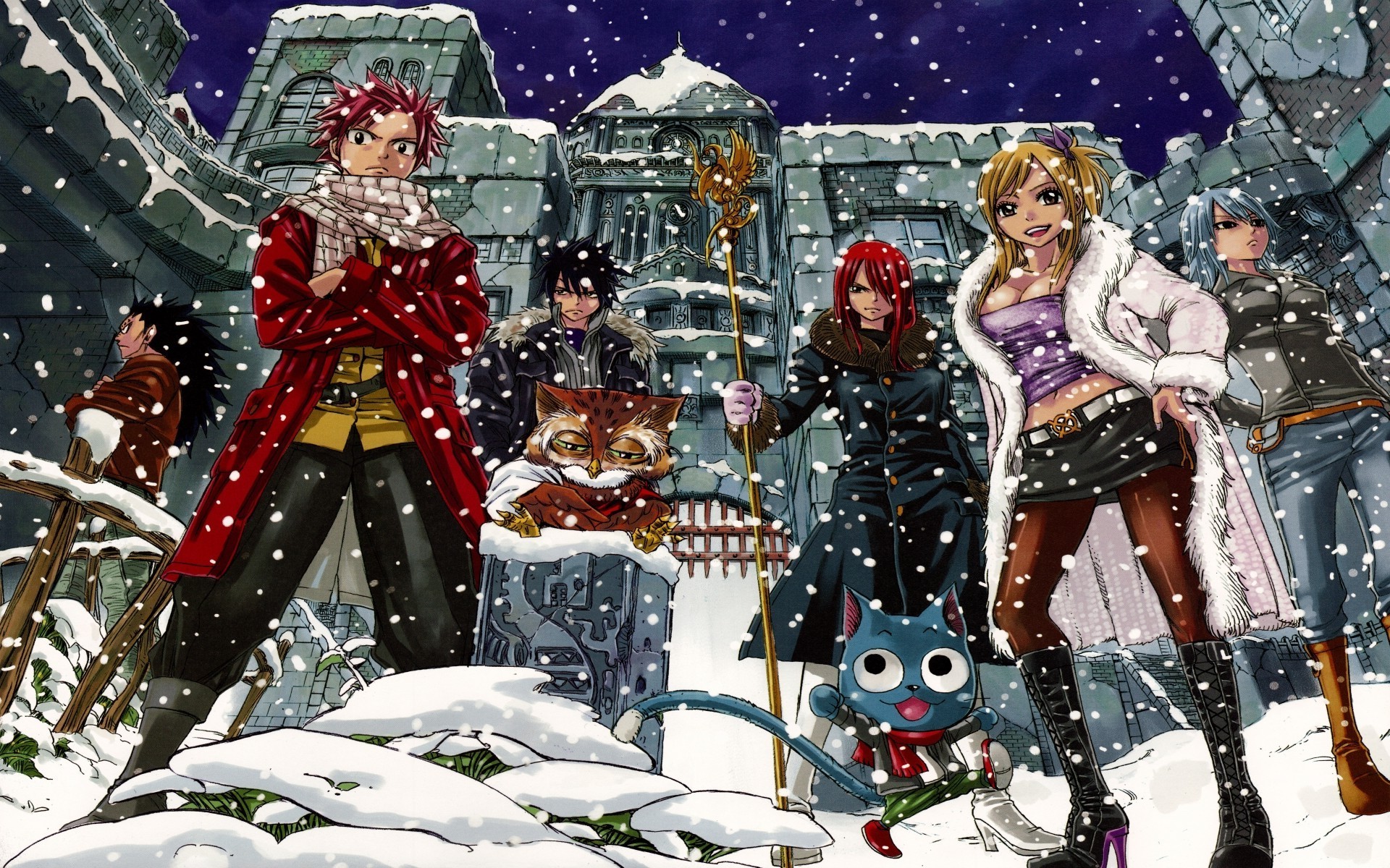 Fairy Tail, Lockser Juvia, Heartfilia Lucy, Scarlet Erza, Fullbuster Gray, Dragneel Natsu, Gajeel Redfox Wallpaper