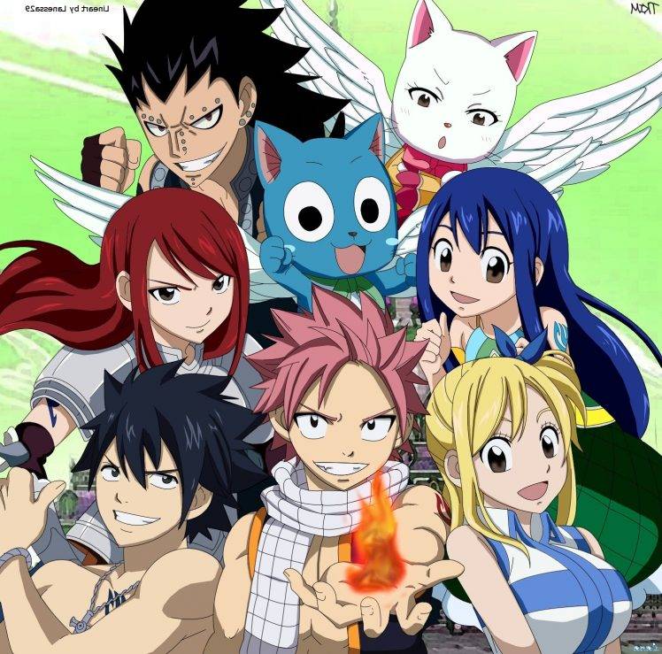 Anime, Fairy Tail, Lucy Heartfilia, Natsu Dragneel, Erza Scarlet, Gray  Fullbuster, HD wallpaper