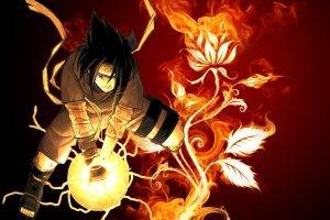 Uchiha Sasuke, Flowers, Fire