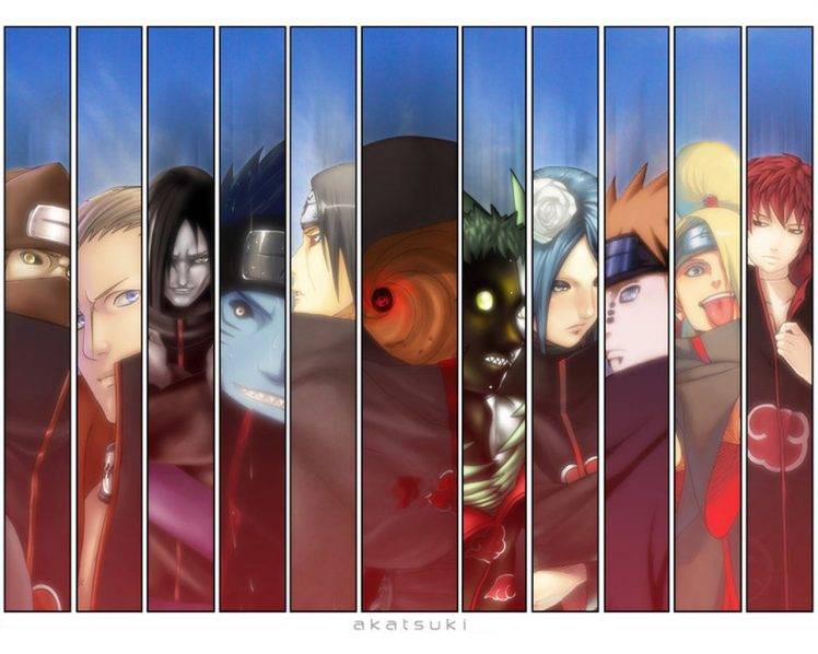 Naruto Shippuuden, Panels, Kakuzu, Hidan, Orochimaru, Hoshigaki Kisame, Uchiha Itachi, Tobi, Zetsu, Konan, Pein, Deidara, Sasori HD Wallpaper Desktop Background
