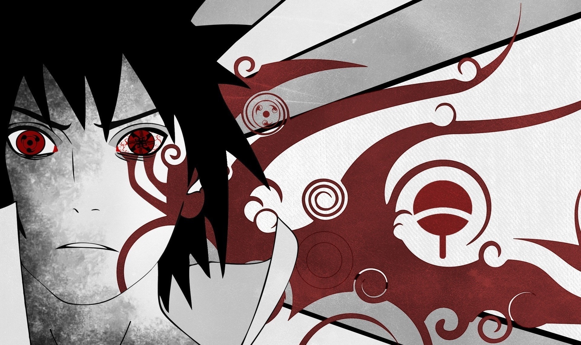 Eternal Mangekyou Sharingan, Sharingan, Uchiha Sasuke, Selective Coloring, Naruto Shippuuden Wallpaper