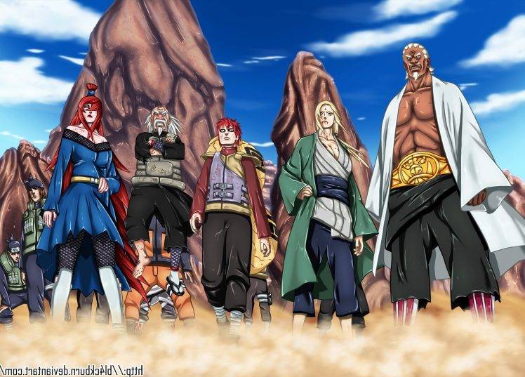 Naruto Shippuuden, Tsunade, Gaara, Hokage, Mei Terumi, Dust, Raikage, Tsuchikage HD Wallpaper Desktop Background