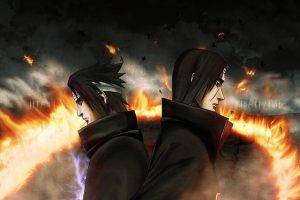 Uchiha Sasuke, Uchiha Itachi, Naruto Shippuuden, Fire, Brothers