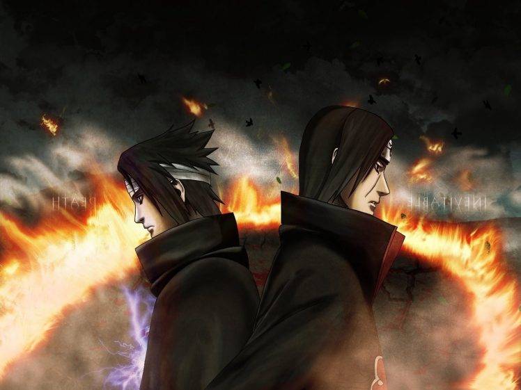 Uchiha Sasuke, Uchiha Itachi, Naruto Shippuuden, Fire, Brothers HD Wallpaper Desktop Background