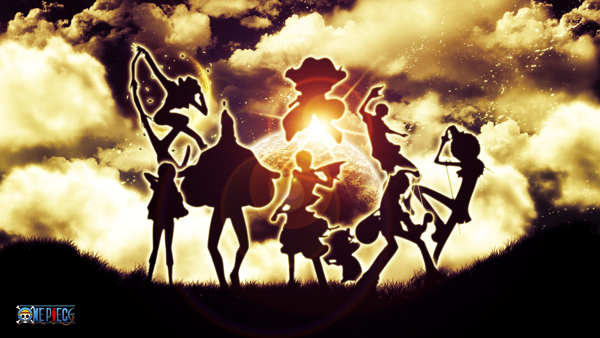 One Piece, Clouds, Silhouette, Lens Flare Wallpaper