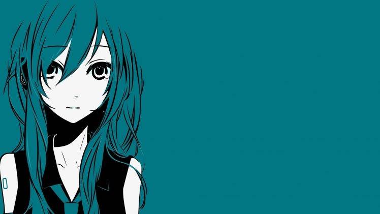 Hatsune Miku, Simple Background, Minimalism, Vocaloid HD Wallpaper Desktop Background