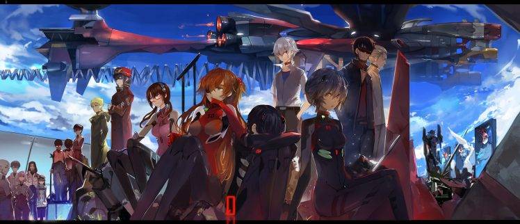 Neon Genesis Evangelion, Asuka Langley Soryu, Ayanami Rei, Ikari Shinji, Gendo Ikari, EVA Unit 02, Anime HD Wallpaper Desktop Background