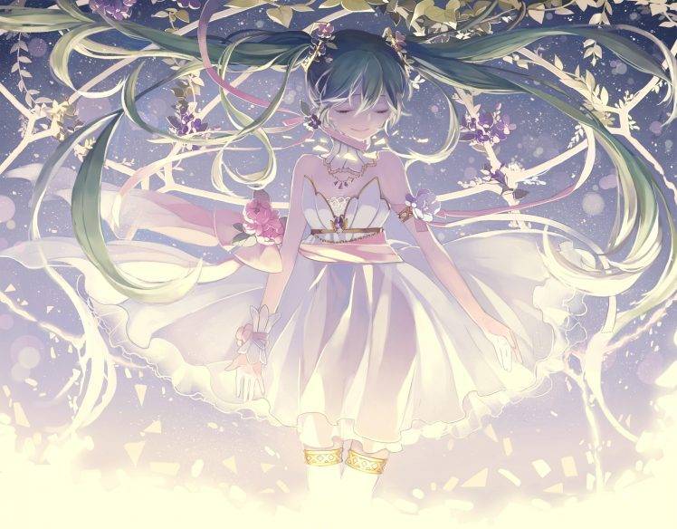 flowers, Anime Girls, Hatsune Miku, Vocaloid HD Wallpaper Desktop Background