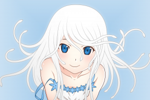 Monogatari Series, Sengoku Nadeko, Anime, Anime Girls, White Hair, Blue Eyes