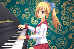 anime Girls, Anime, Blonde, Piano, School Uniform
