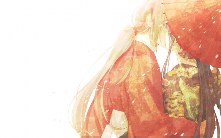 anime, Traditional Clothing, Kissing, Umbrella, Rurouni Kenshin, Himura Kenshin, Kamiya Kaoru HD Wallpaper Desktop Background