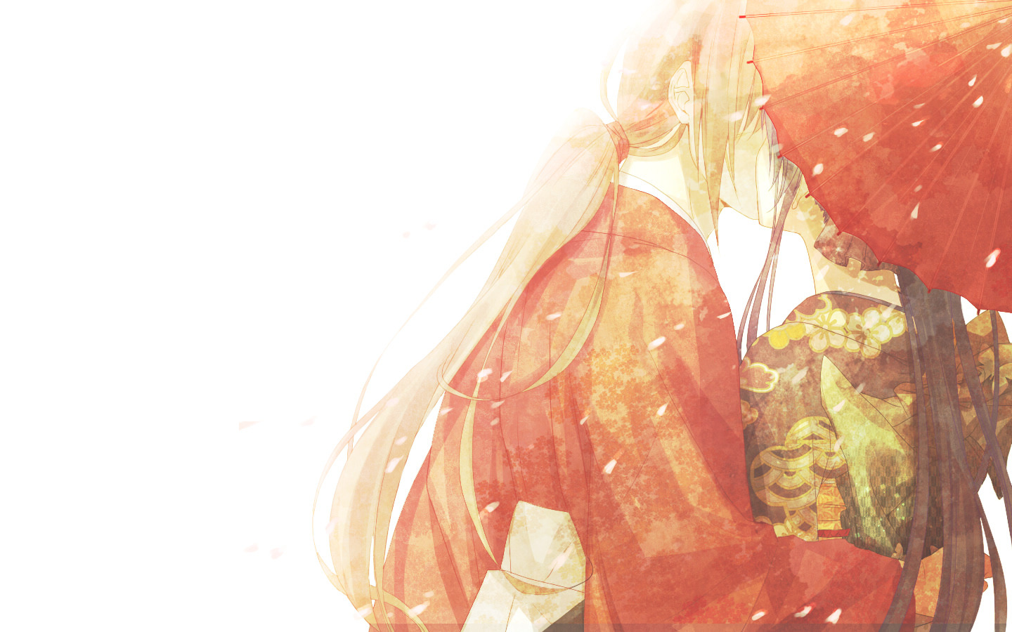 anime, Traditional Clothing, Kissing, Umbrella, Rurouni Kenshin, Himura Kenshin, Kamiya Kaoru Wallpaper