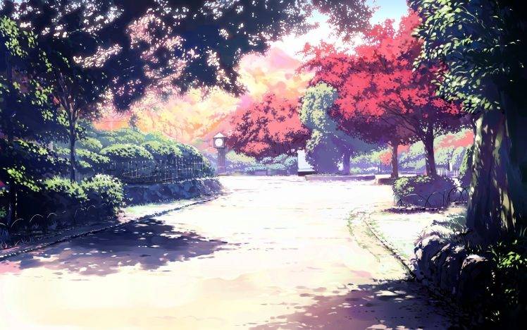 Colorful Leaves Anime Tree Blue Sky Background HD Anime Wallpapers  HD  Wallpapers  ID 100337