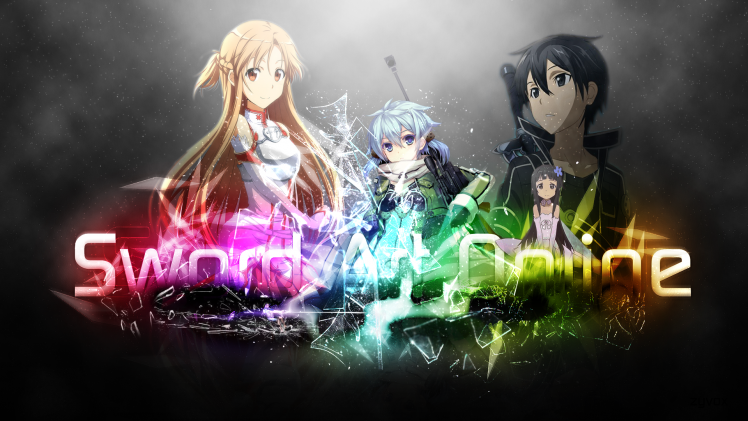 Sword Art Online, Kirigaya Kazuto, Yuuki Asuna, Rainbows, Asada Shino HD Wallpaper Desktop Background