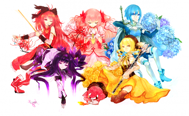 anime Girls, Mahou Shoujo Madoka Magica, Kaname Madoka, Akemi Homura, Tomoe Mami HD Wallpaper Desktop Background
