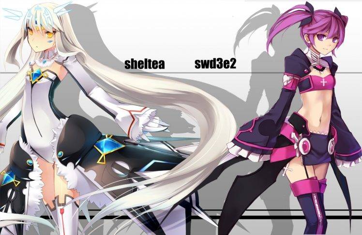 anime, Anime Girls, Elsword, Swd3e2, Aisha (Elsword), Eve (Elsword) HD Wallpaper Desktop Background