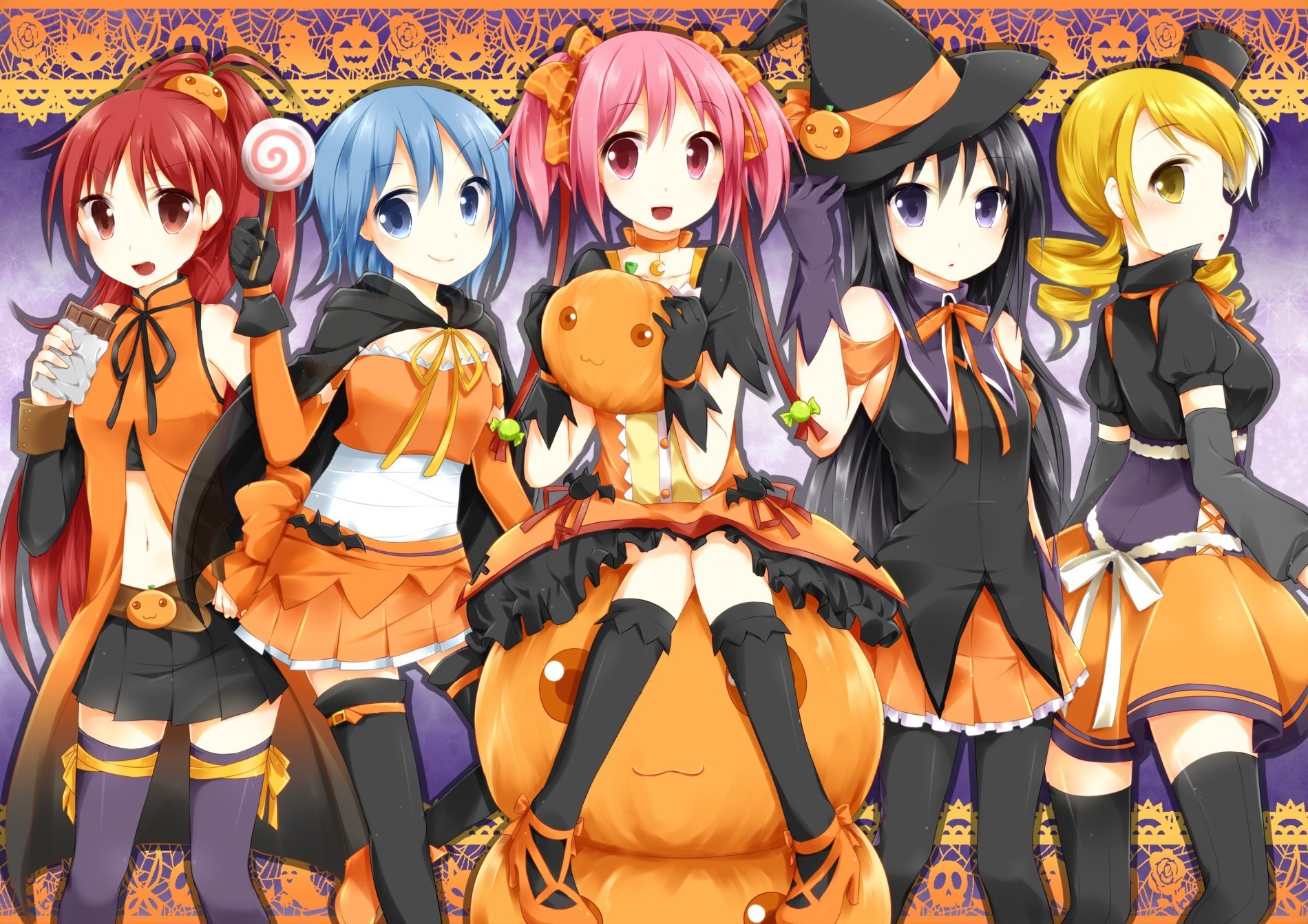 anime Girls, Mahou Shoujo Madoka Magica, Halloween Wallpaper