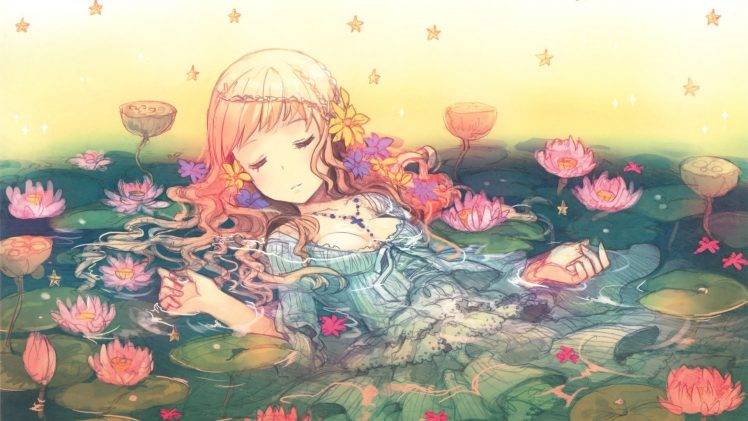 cross, Anime Girls, Closed Eyes, Original Characters HD Wallpaper Desktop Background