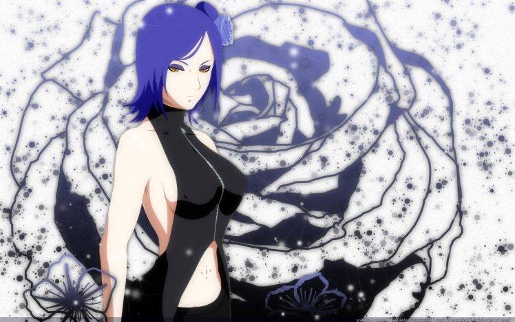 Konan, Anime, Flowers, Blue Hair HD Wallpaper Desktop Background