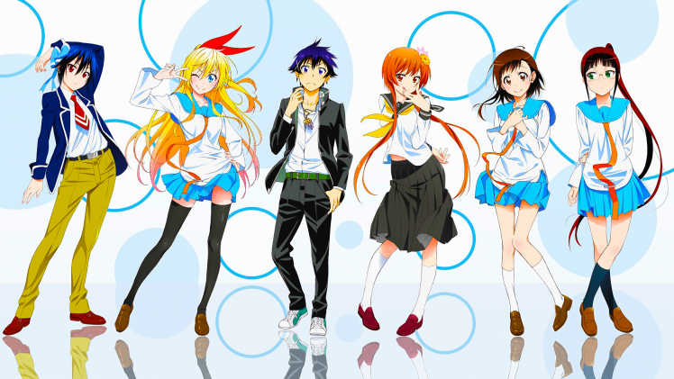 Nisekoi, Ichijou Raku, Kirisaki Chitoge, Onodera Kosaki, Tachibana Marika, Tsugumi Seishirou, School Uniform HD Wallpaper Desktop Background