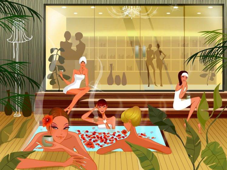 nude, Sauna, Cartoon HD Wallpaper Desktop Background