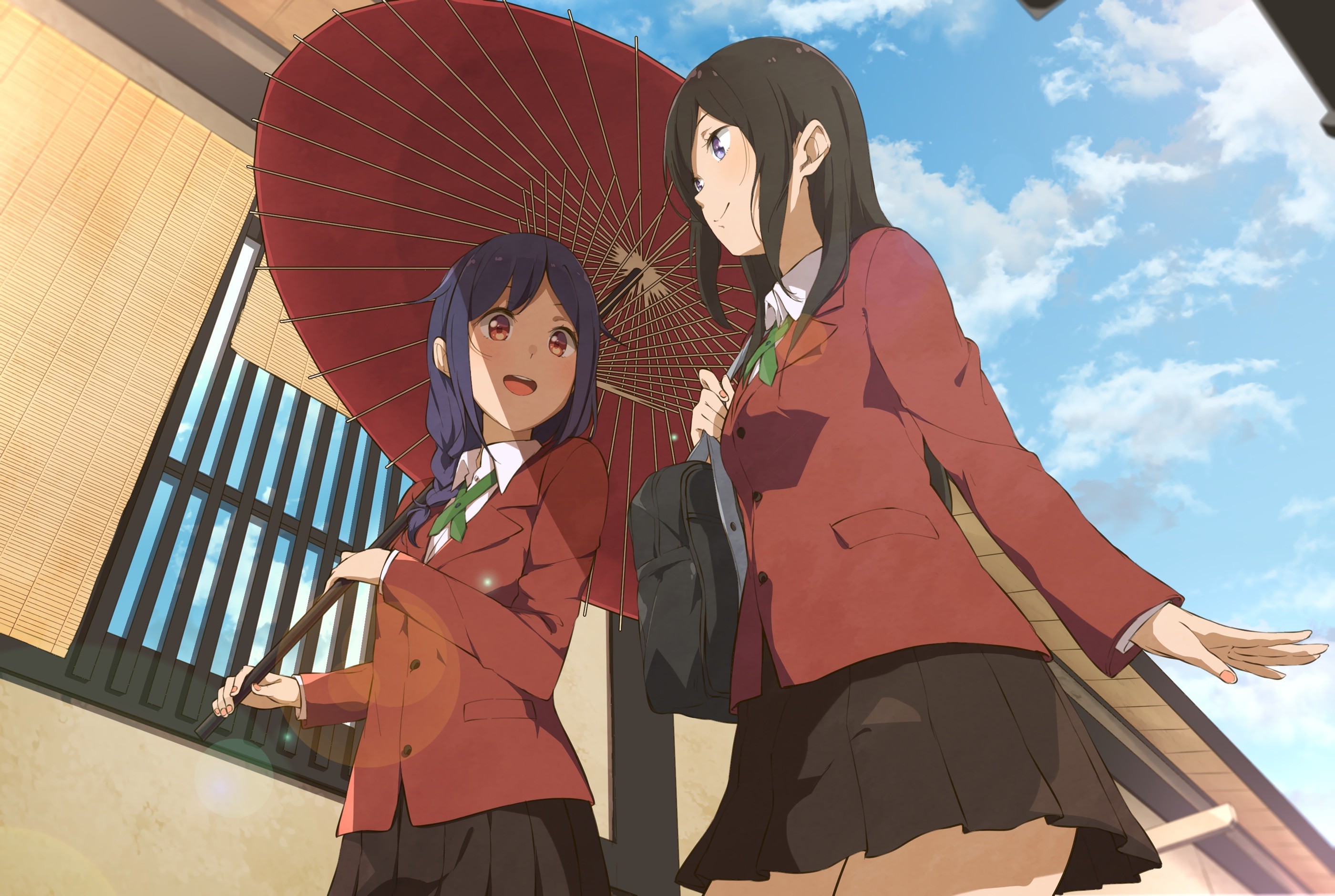 anime, Anime Girls, Original Characters, School Uniform, Umbrella Wallpaper