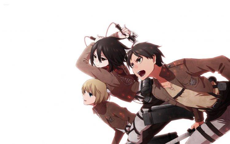 Shingeki No Kyojin, Eren Jeager, Anime, Mikasa Ackerman, Armin Arlert HD Wallpaper Desktop Background