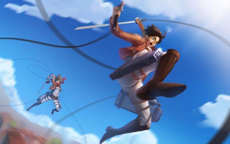 Shingeki No Kyojin, Eren Jeager, Mikasa Ackerman, Anime HD Wallpaper Desktop Background