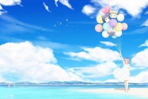 Naruto Shippuuden, Anime, Haruno Sakura, Clouds, Birds, Balloons