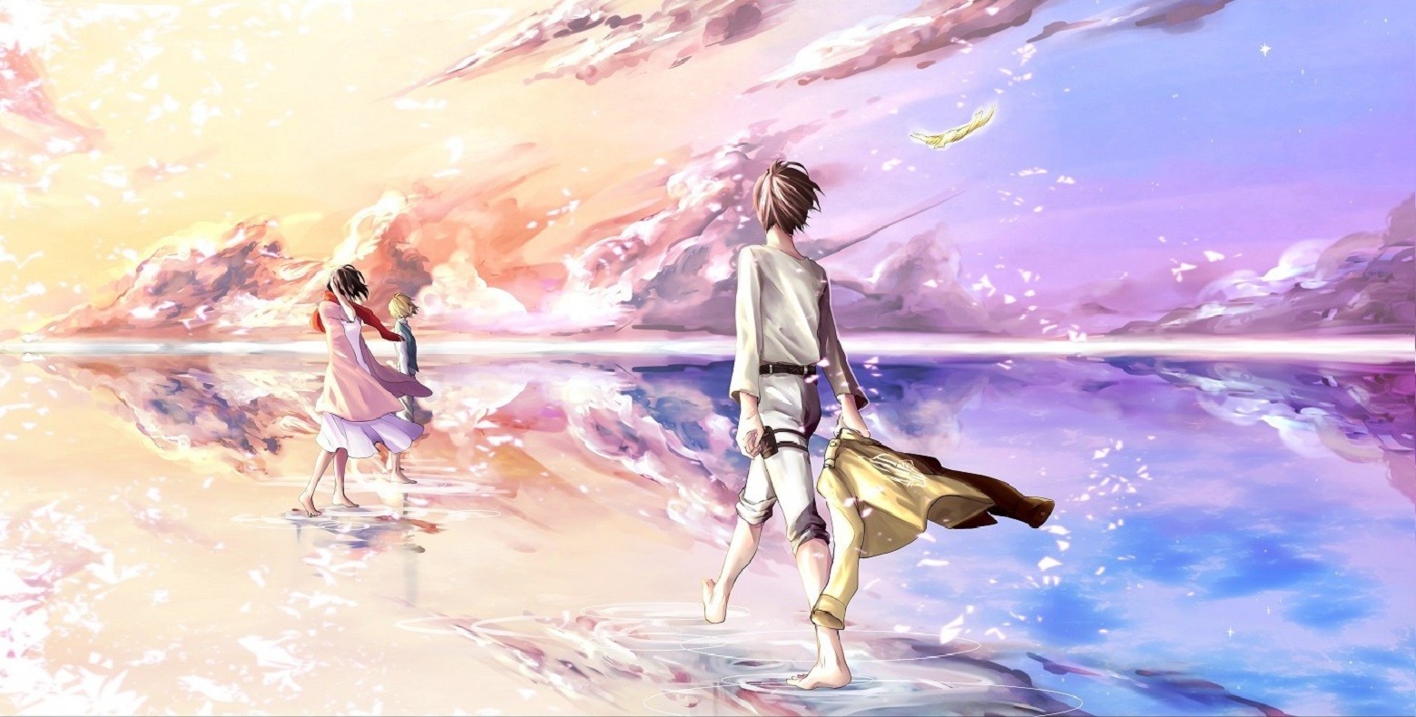 Shingeki No Kyojin, Eren Jeager, Mikasa Ackerman, Armin Arlert, Anime Wallpaper