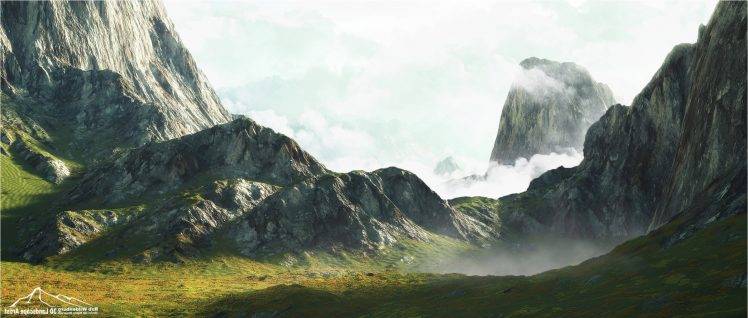 CGI, Mountain, Clouds HD Wallpaper Desktop Background