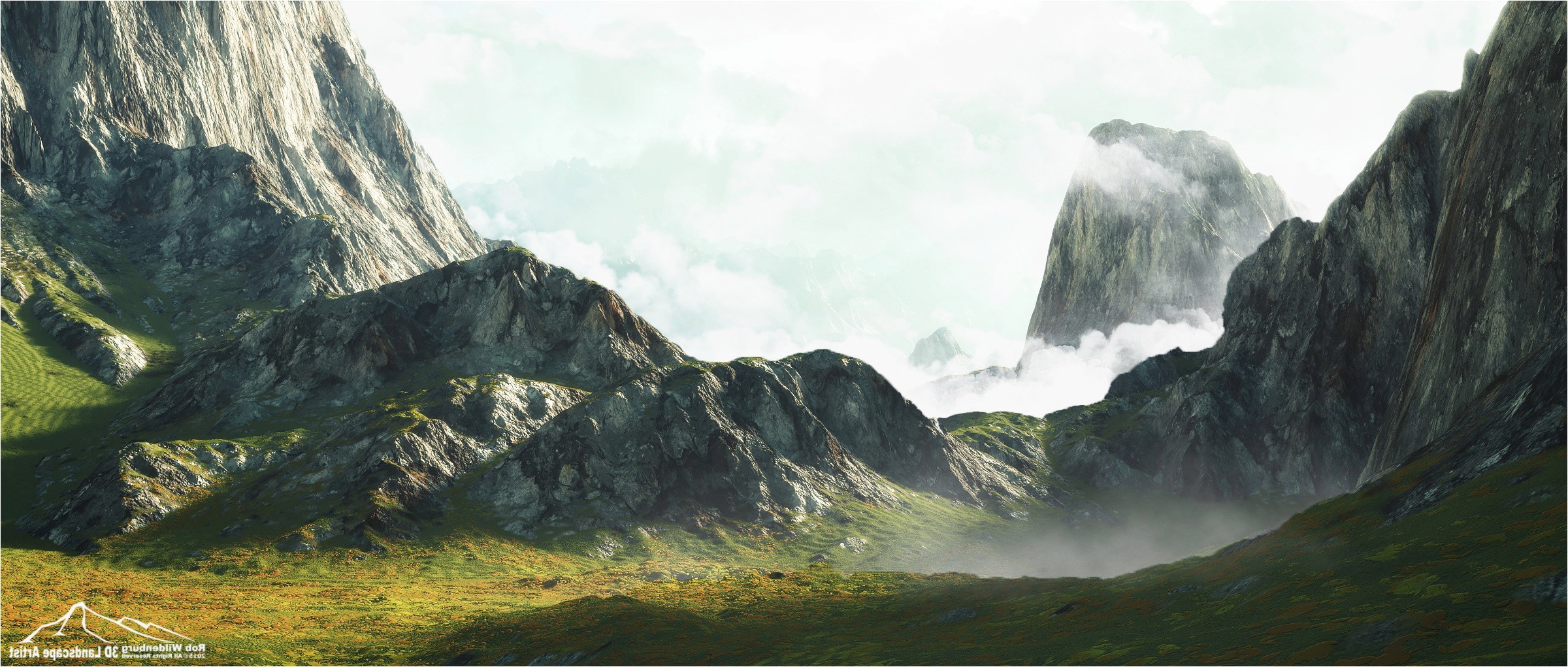 CGI, Mountain, Clouds Wallpaper