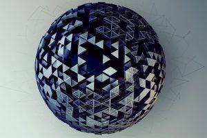 digital Art, Sphere, Ball, 3D, Geometry, Triangle, CGI, Gradient, Render, Lines