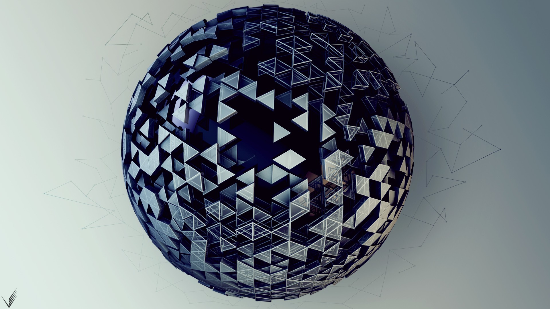digital Art, Sphere, Ball, 3D, Geometry, Triangle, CGI, Gradient