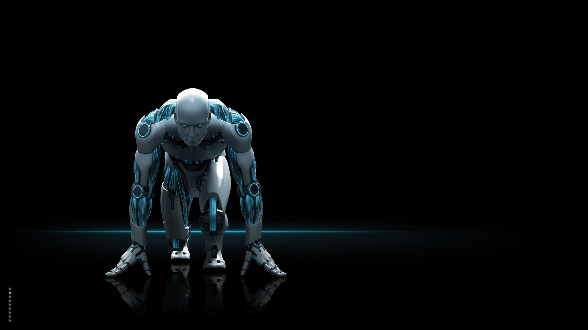 Robot Androids Digital Art CGI Science Fiction Black Background
