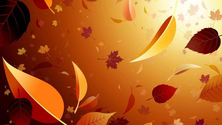 digital Art, Brown, CGI, Leaves, Maple Leaves, Fall, Minimalism HD Wallpaper Desktop Background
