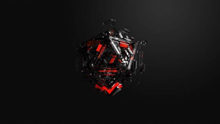 CGI, Cube, Black, Red HD Wallpaper Desktop Background