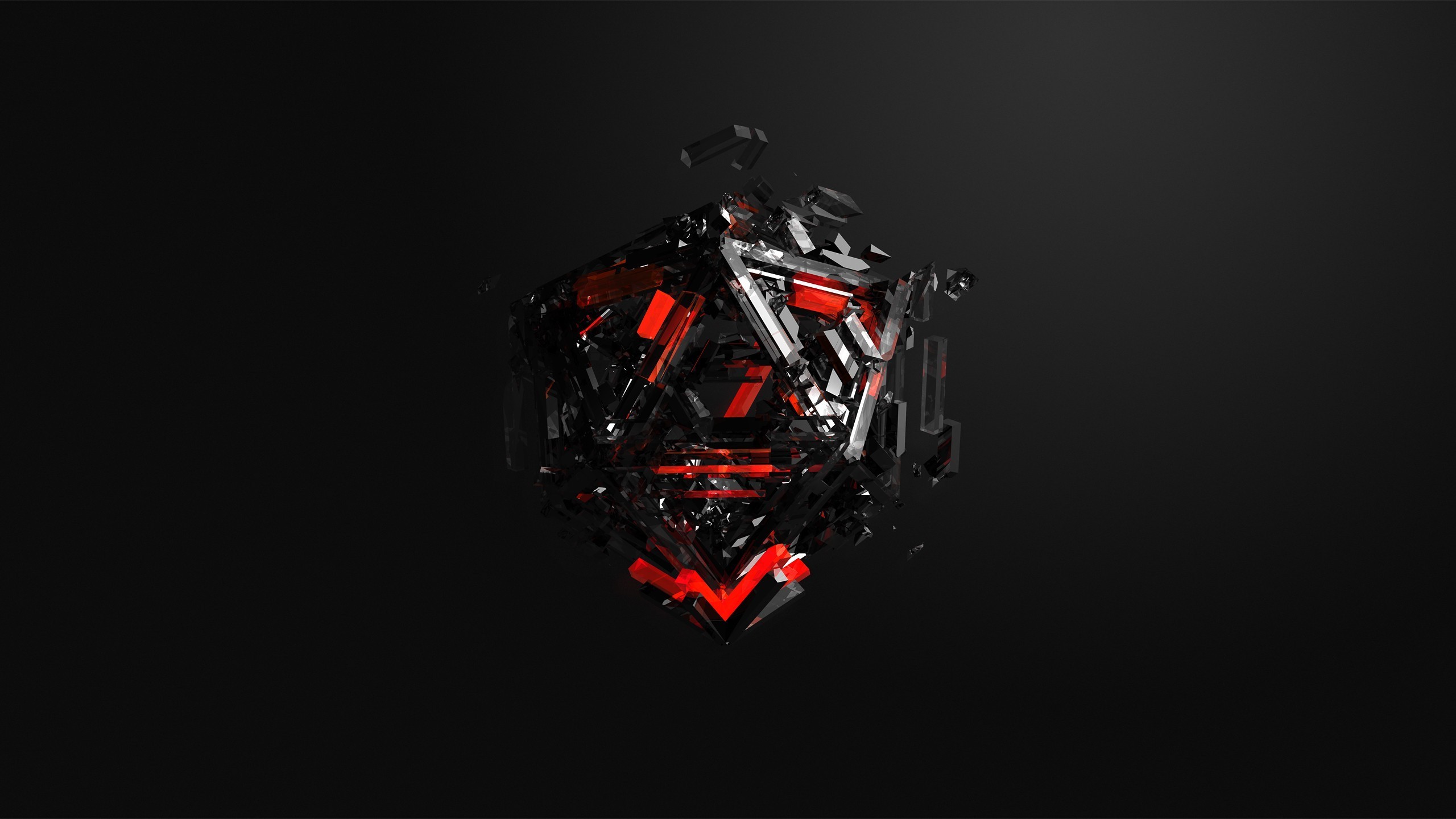 CGI, Cube, Black, Red Wallpaper