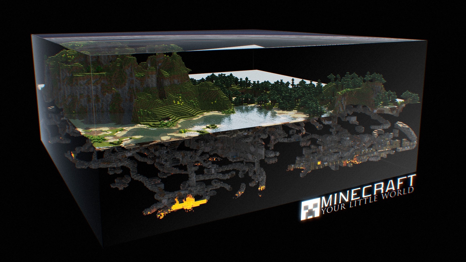 Minecraft, CGI, Digital Art, Split View Wallpaper