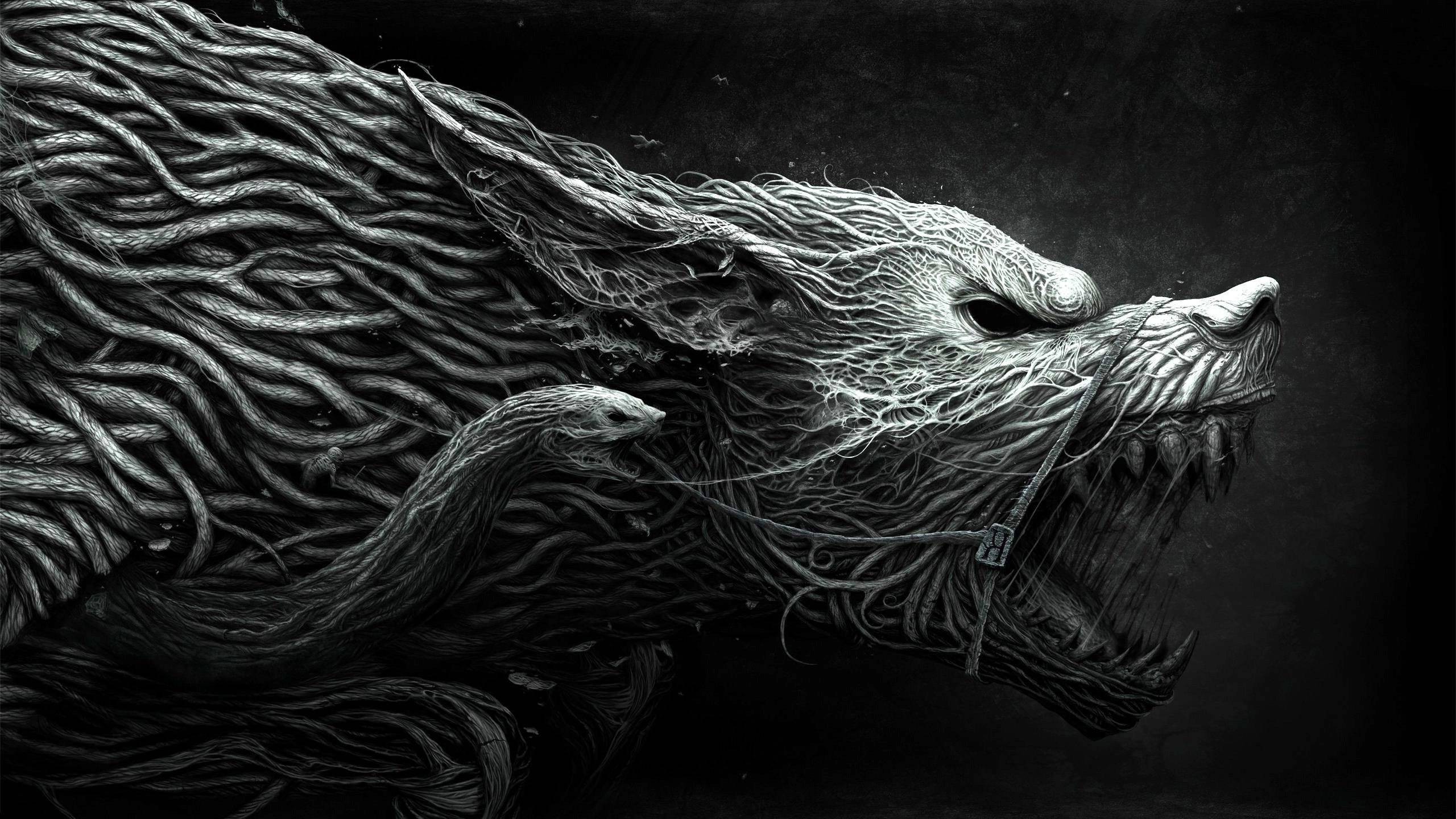 fantasy Art, Wolf, Horror, CGI, Roots Wallpaper