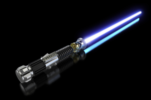 Obi Wan Kenobi, Lightsaber, Render, CGI, Reflection, Simple Background