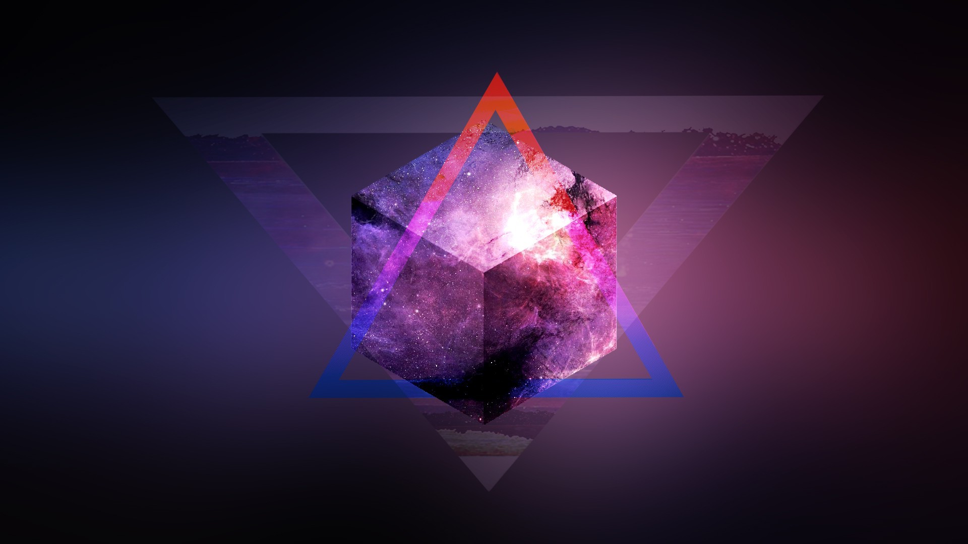 space, Mix Up, Purple, Triangle, Blurred, 3D Wallpaper