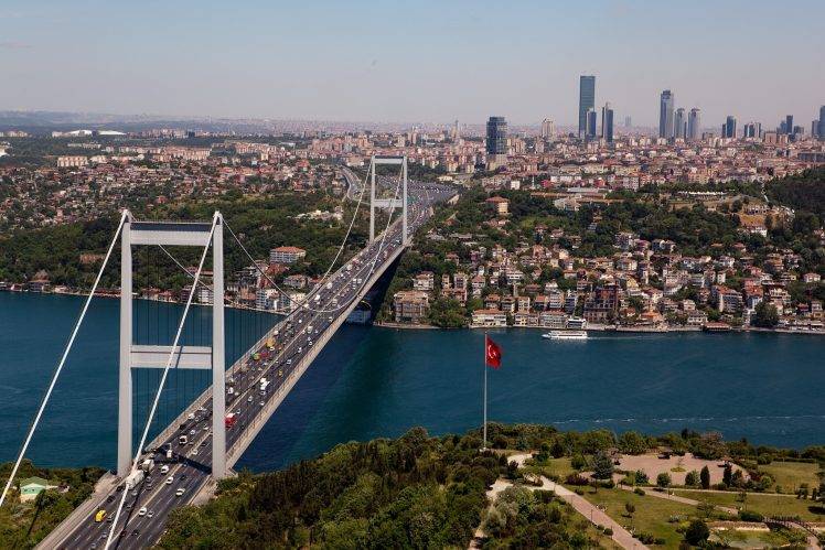 nature, Istanbul, Turkey, City, Cityscape, Bridge, Bosphorus, Fatih Sultan Mehmet Bridge HD Wallpaper Desktop Background