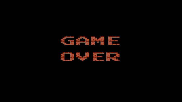 digital Art, GAME OVER, Minimalism, Text, Video Games, Retro Games, Black Background, Bricks, Pixels HD Wallpaper Desktop Background