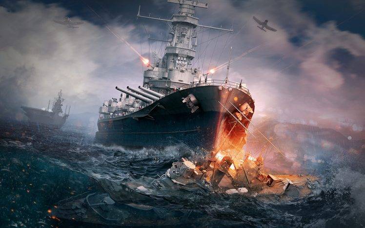 artwork, World Of Warships, Video Games, Battleships, Battle HD Wallpaper Desktop Background